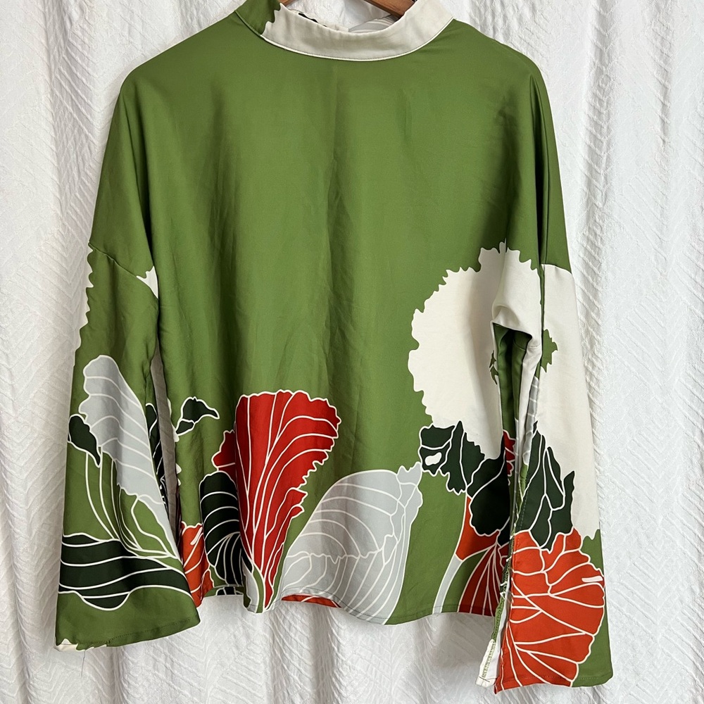 Green Floral Top